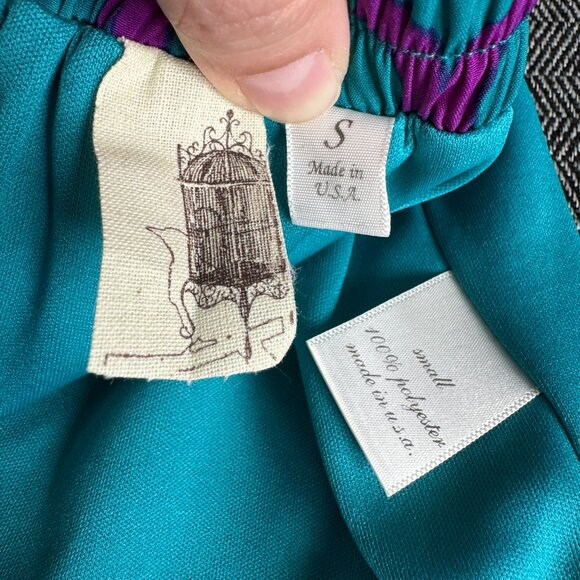 Purple & Teal Geometric Print Mini Skirt Tie Waist - Picture 6 of 15